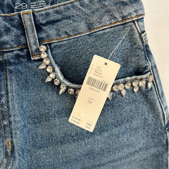 PILCRO anthro brand shorts with faux diamond bling near pockets. NWT - Picture 4 of 6